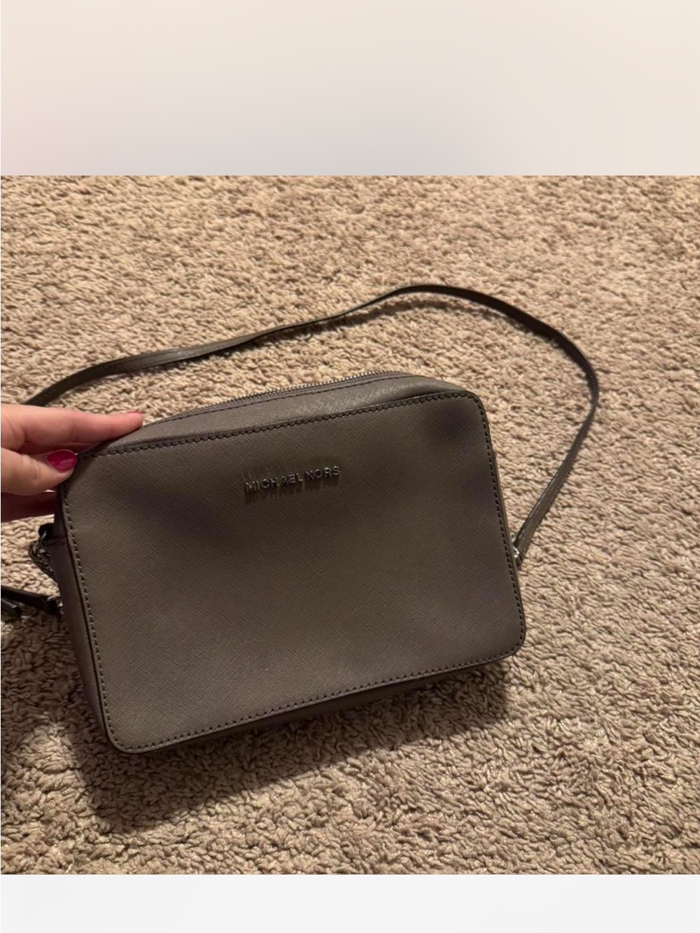 Michael Kors Gray Saffiano Leather Crossbody Bag